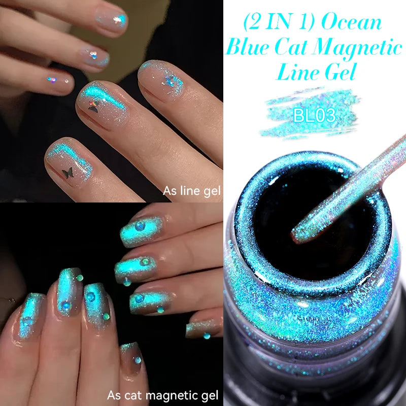 LILYCUTE 5ml Reflective Glitter Liner Gel - Champagne Sparkling Lines for French Nail Art