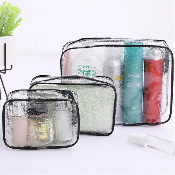 Waterproof Transparent Zipper Cosmetic Pouch - Women's Clear Toiletry Bag & Makeup Case
