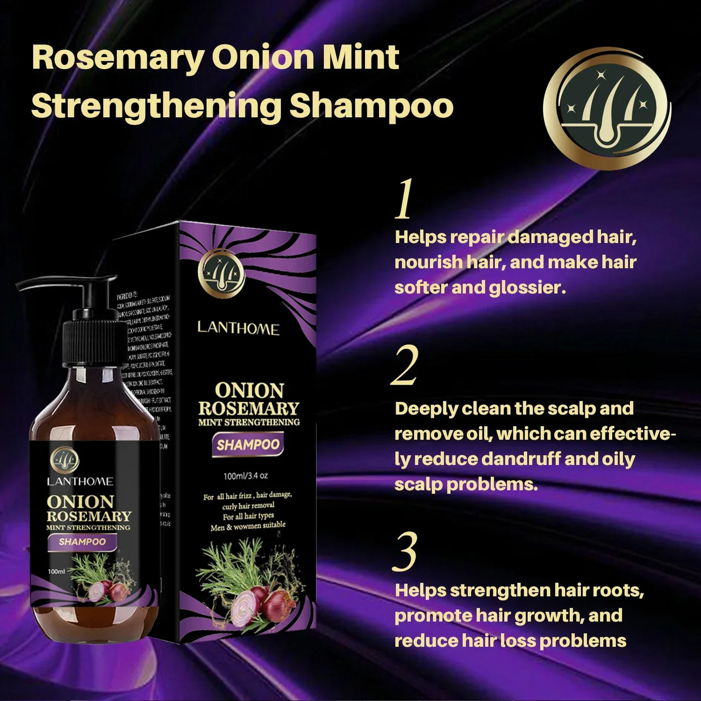 Eelhoe Rosemary & Onion Hair Growth Thickening Shampoo - Deep Cleansing Volumizing