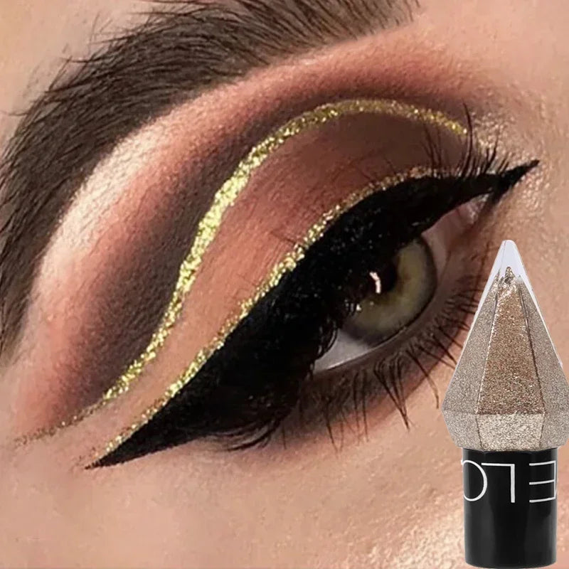 Pudaier Pearlescent Diamond Liquid Eyeshadow Eyeliner - Rose Gold, White & Glitter