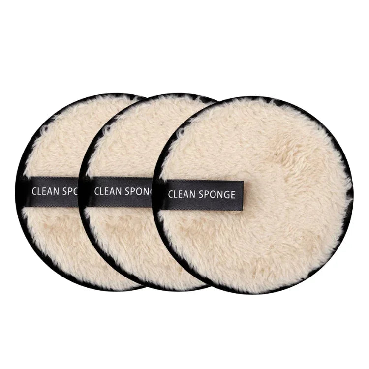 3-Piece Reusable Microfiber Makeup Remover Pads - Washable Cotton Cleansing Sponges