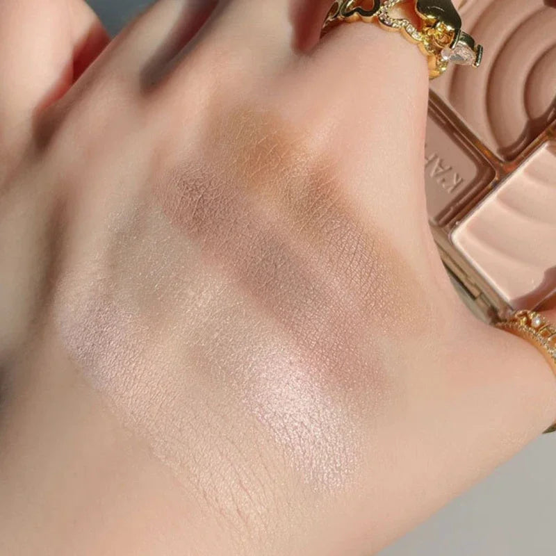 Pudaier 4-Color Blush & Highlighter Contour Palette - Matte & Highgloss Finish