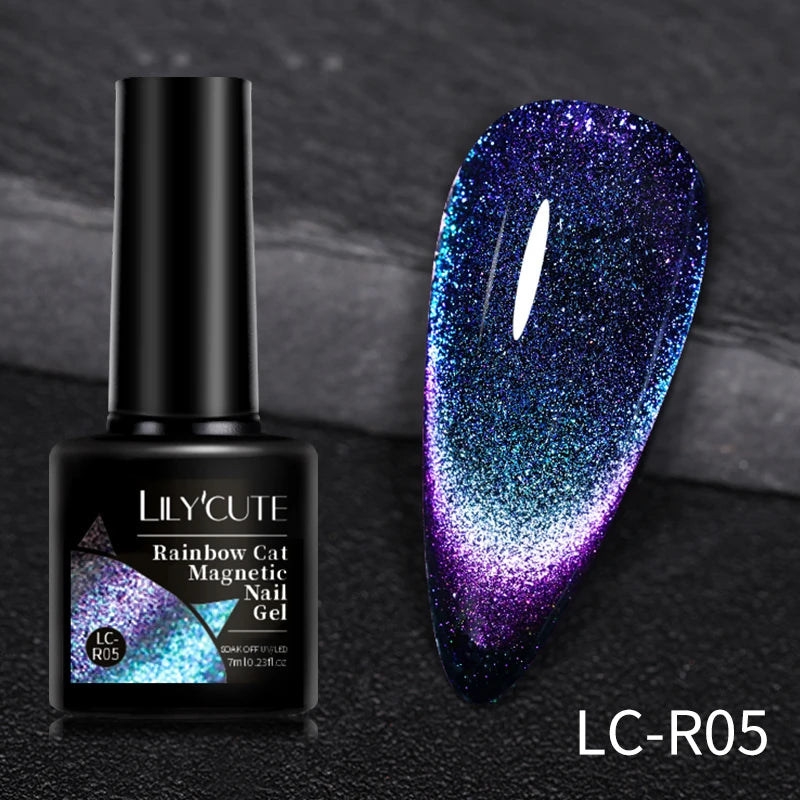 LILYCUTE 9D Cat Eye Magnetic Gel Polish 7ml - Iridescent UV/LED Soak-Off Nail Art