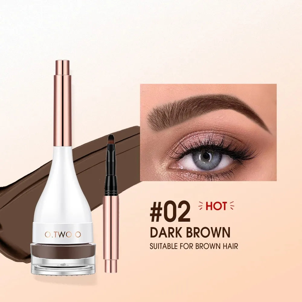 O.TWO.O Eyebrow Pomade Brow Gel - Natural Waterproof Sculpted Tint with Brush