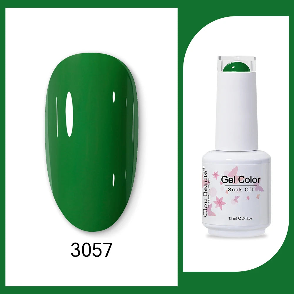 Clou Beaute 15ml HEMA & TPO Free Gel Polish - Army Green Organic Semi-Permanent Nail Art