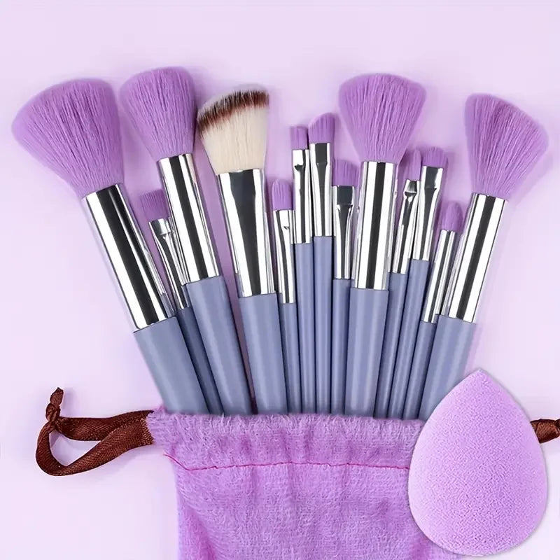ZSRUNHUI 13-Piece Makeup Brush Set - Soft Fluffy Face & Eye Brushes for Foundation, Blush & Highlight