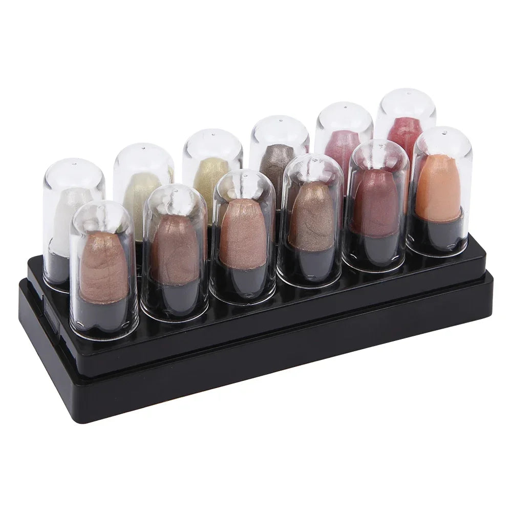 12-Color Eyeshadow Pencil Set - Waterproof Glitter, Shimmer & Matte Shades