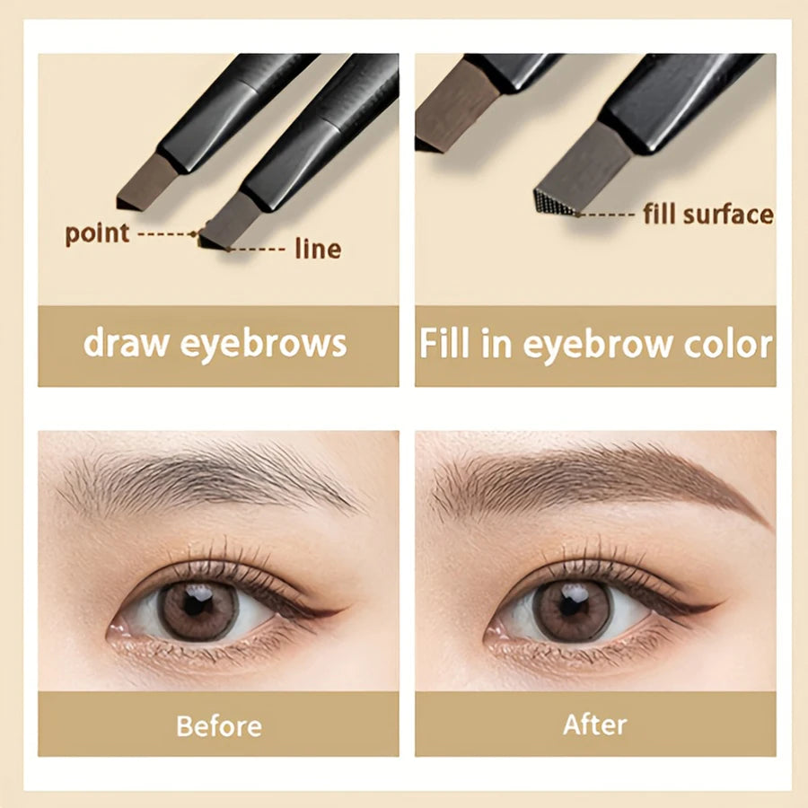 MINSHZEE Double-Head Waterproof Matte Eyebrow Pen - Non-Smudge Tint with Brush