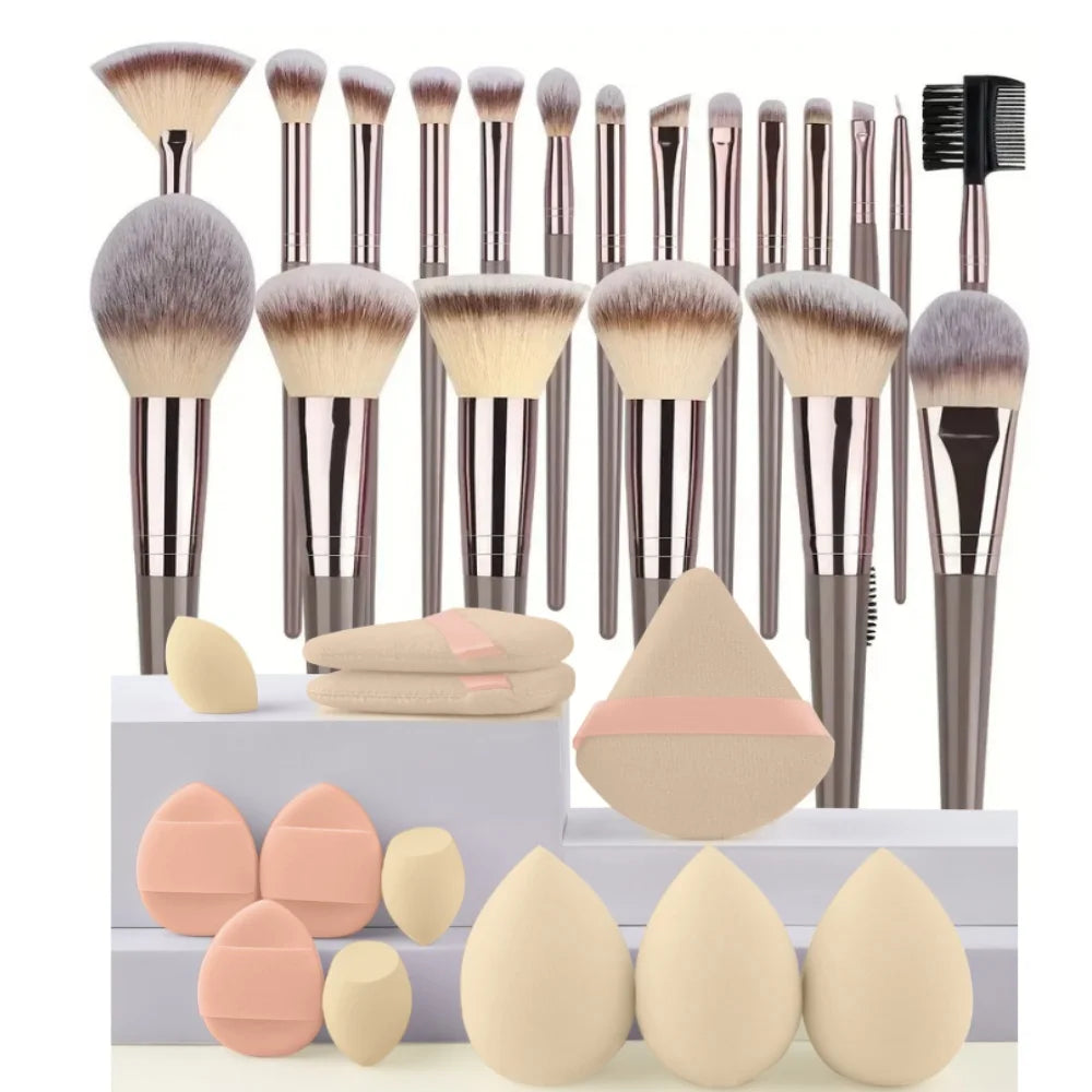 Professional 3-20 Piece Makeup Brush Set - Fluffy Foundation, Eyeshadow & Kabuki