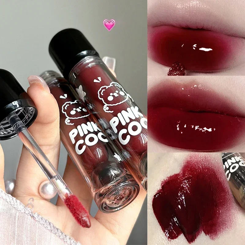 Mirror Glass Lip Tint - Punk Dark Red Juice Glaze, Water-Light Clear Liquid Liptint
