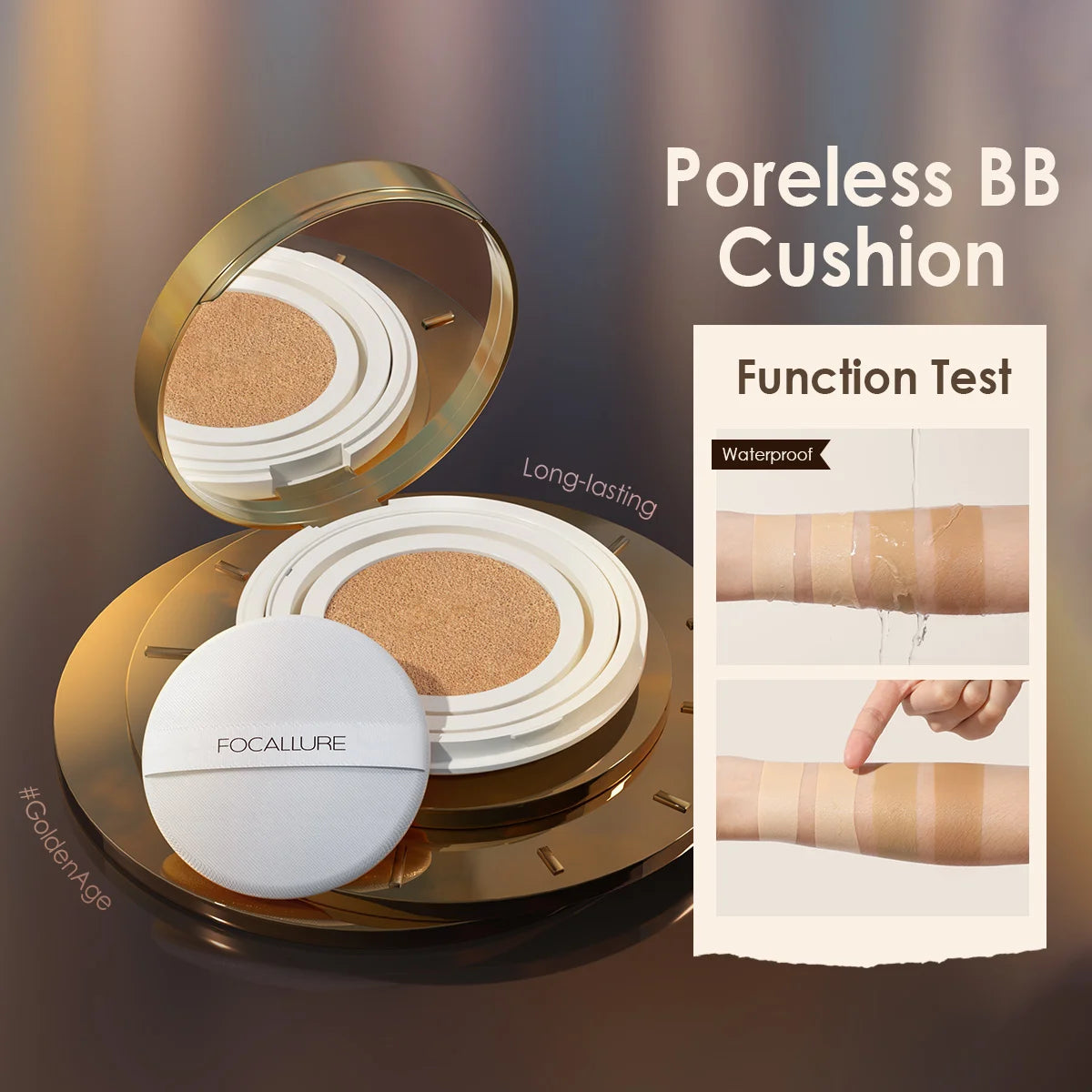 FOCALLURE Air Cushion Foundation - Waterproof Matte, Poreless Full Coverage