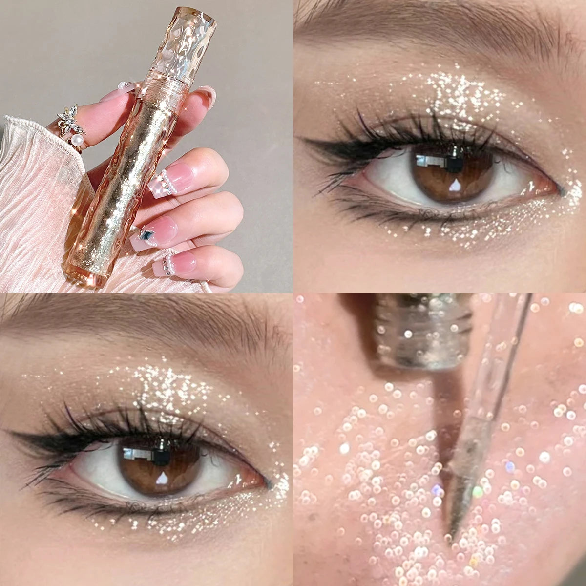 Sparkling Liquid Eye Shadow - Pearlescent Diamond Highlight & Silkworm Shimmer