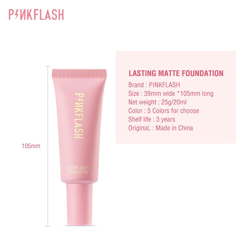 PINKFLASH Full Coverage Matte Foundation - Smooth Oil-Control Natural Look