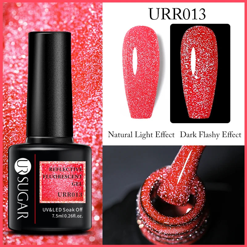 UR SUGAR 7.5ml Reflective Glitter Gel Polish - Pink Sequins UV Soak-Off Semi-Permanent