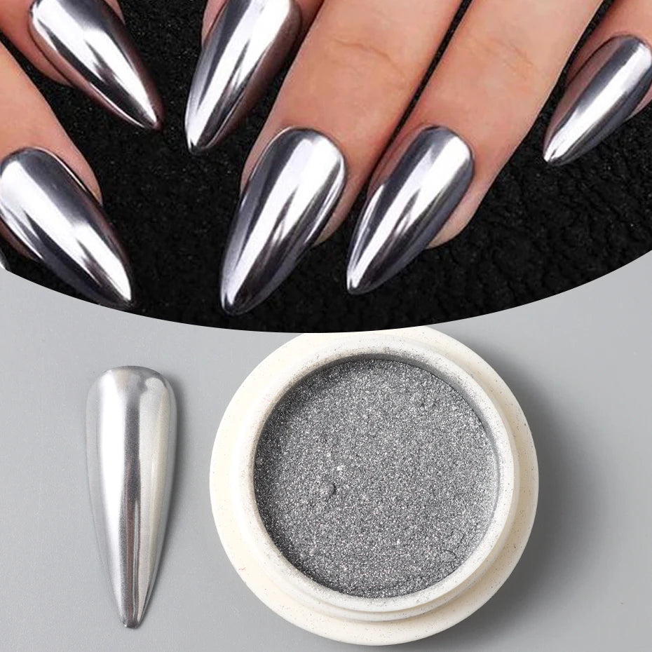 Silver Cat Eye Magnetic Chrome Powder - Moonlight Mirror Metallic Nail Pigment