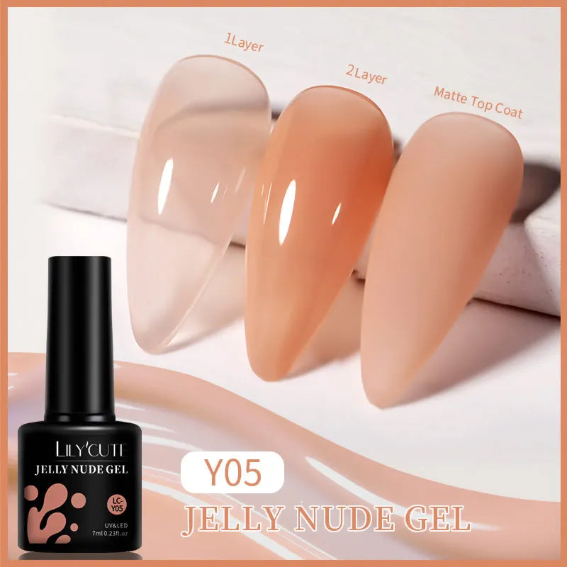 LILYCUTE 7ml Jelly Amber Dark Bloom Leopard Gel Polish - Semi-Permanent UV Nail Art
