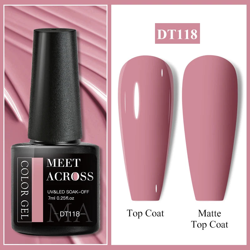 MEET ACROSS 7ml Wine Red Gel Polish - Long-Lasting French Style Nail Art Varnish