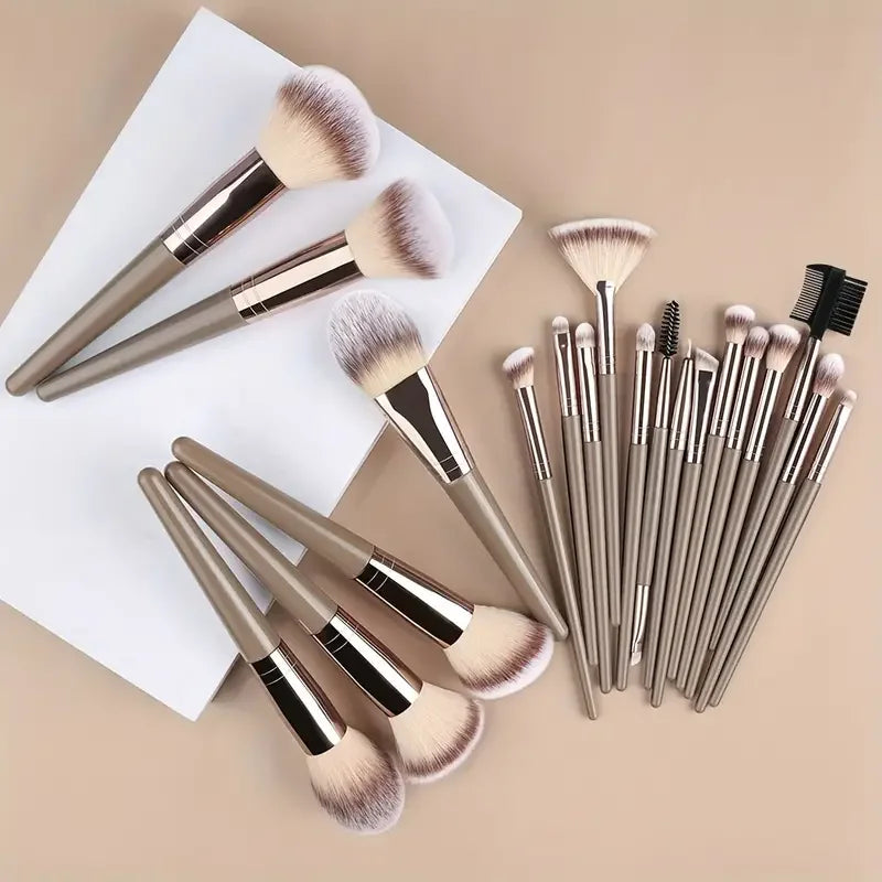 Professional 3-20 Piece Makeup Brush Set - Fluffy Foundation, Eyeshadow & Kabuki