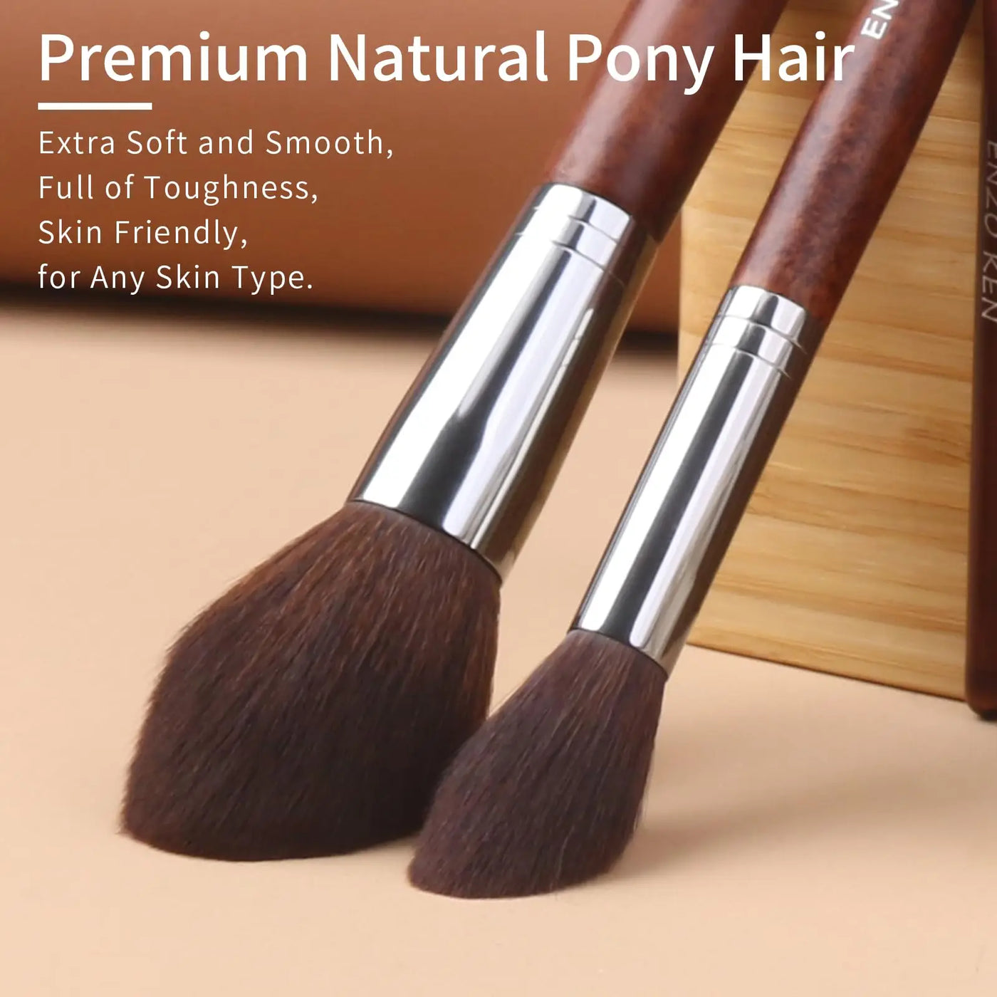 Natural Goat Hair Makeup Brush Set with Case - Professional Natural Bristle Brushes