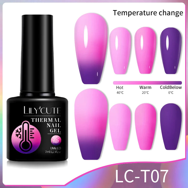 LILYCUTE 7ml Thermal Temperature-Changing Gel Nail Polish - Semi-Permanent UV Gel Art