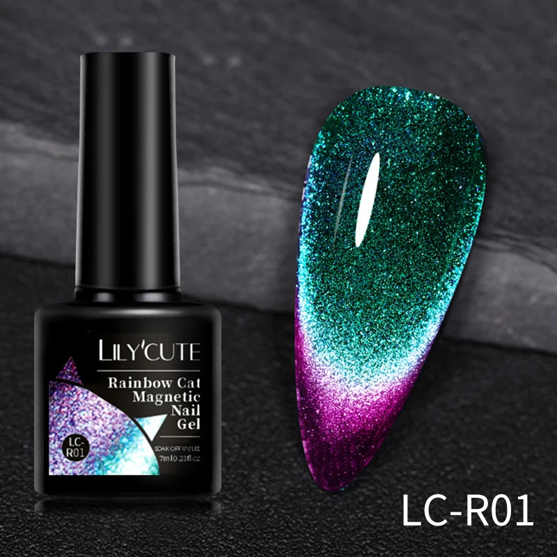 LILYCUTE 9D Cat Eye Magnetic Gel Polish 7ml - Iridescent UV/LED Soak-Off Nail Art