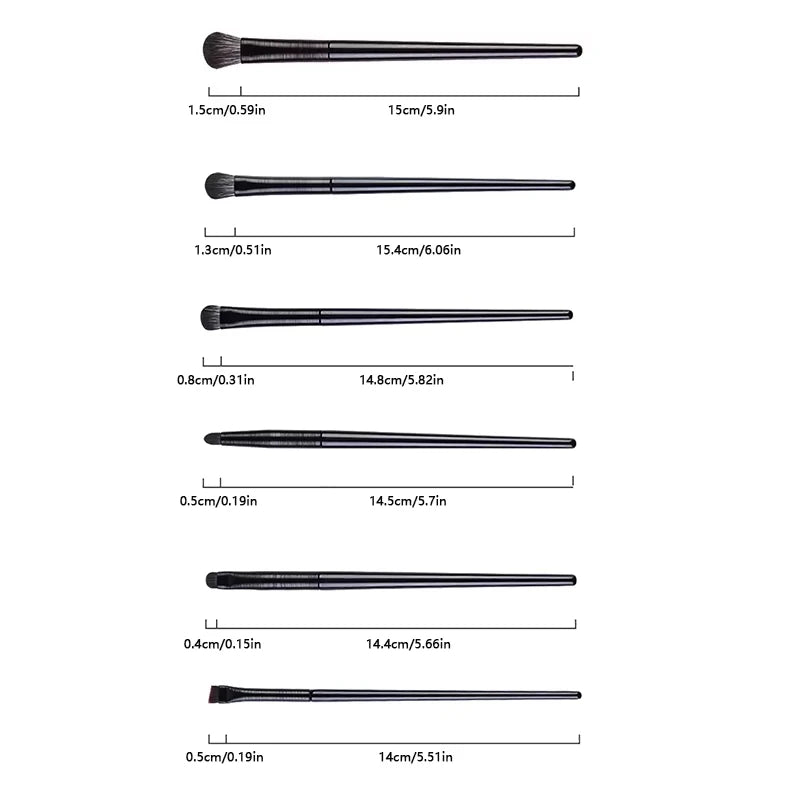 Liplns 6-Piece Professional Eye Makeup Brush Set - Soft Contour & Detail Eyeshadow