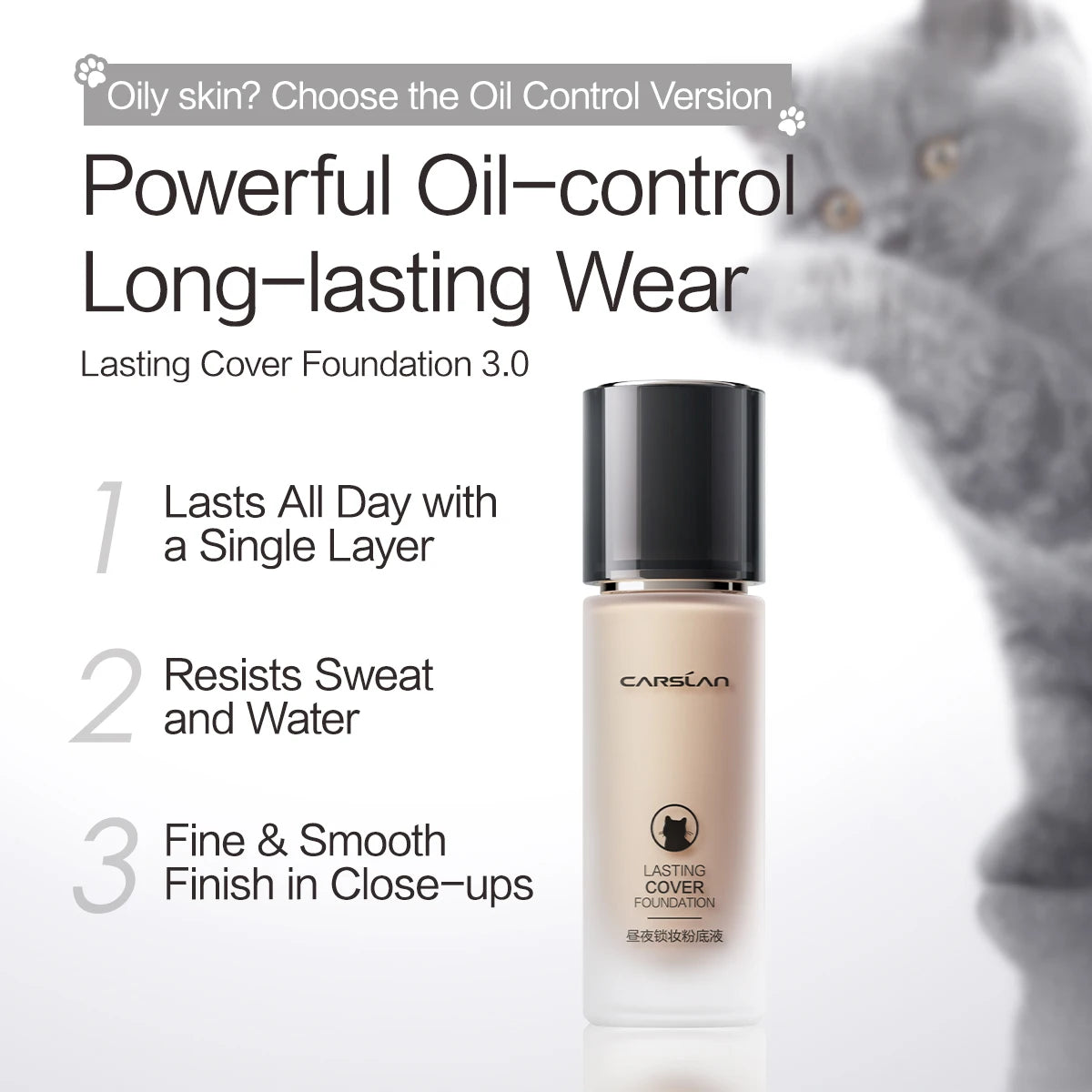 CARSLAN Moisture Matte Liquid Foundation - Full Coverage, Whitening & Oil Control