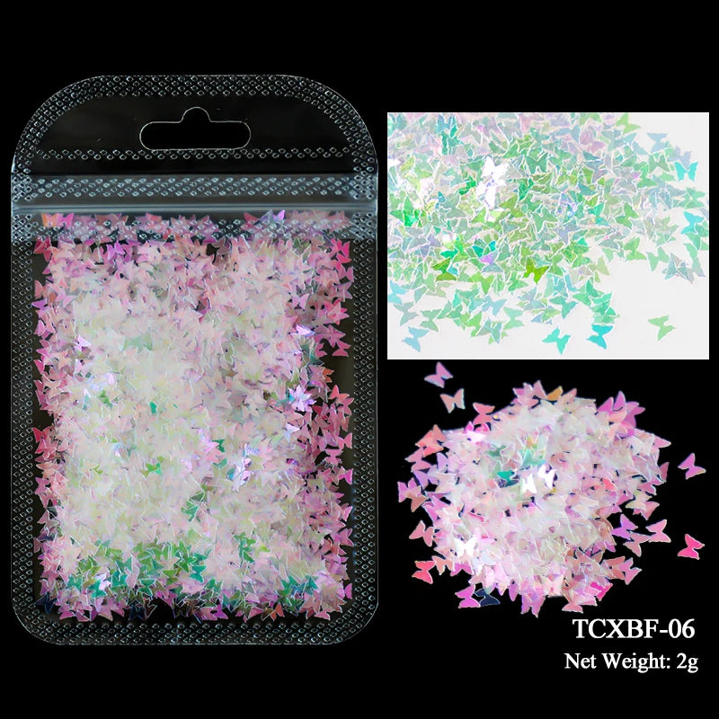 2g Holographic Nail Art Glitter Sequins - Laser Star Butterfly AB Paillette DIY Decorations
