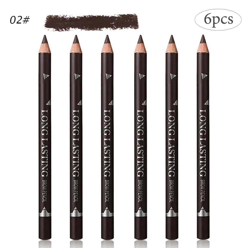 6/12-Pack Waterproof Eyebrow Pencils - Professional Natural Black & Brown Set