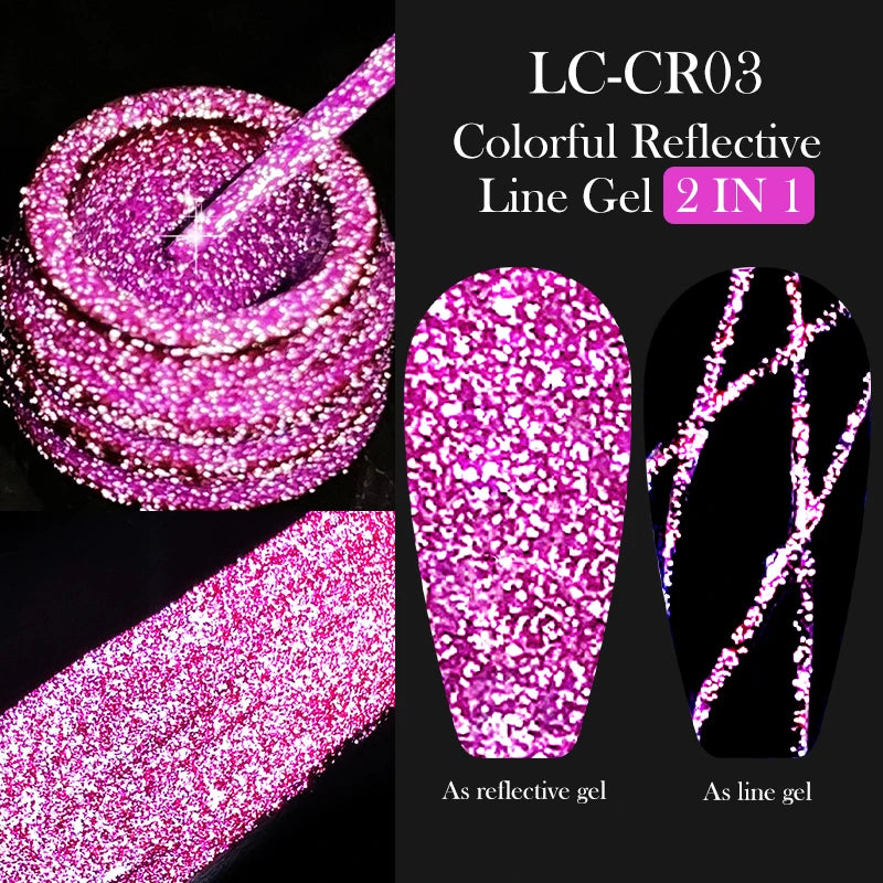 LILYCUTE 5ml Metallic Gold & Silver Mirror Liner Gel - Super Bright French Nail Art