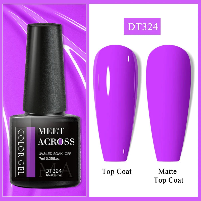 MEET ACROSS 7ml Wine Red Gel Polish - Long-Lasting French Style Nail Art Varnish