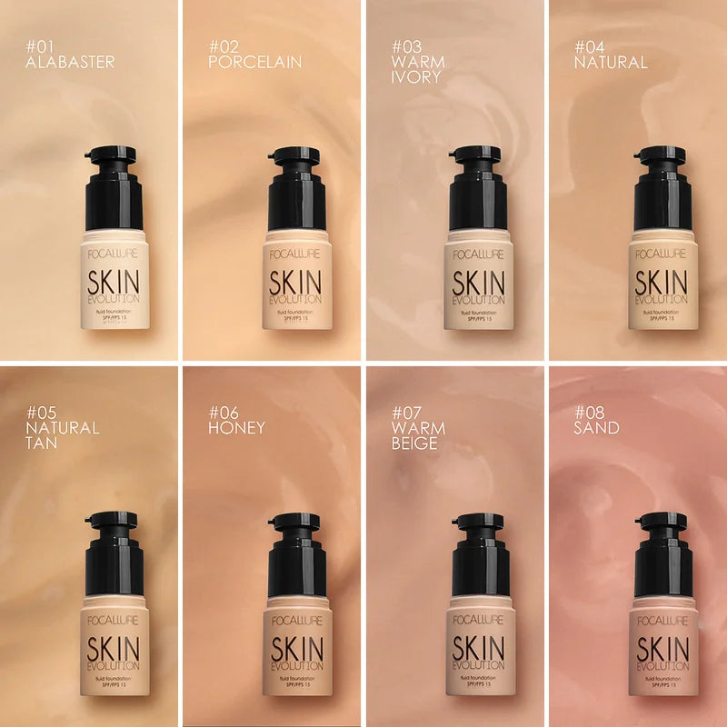 FOCALLURE Full Coverage Liquid Foundation Cream - Oil-Control Moisturizing Base