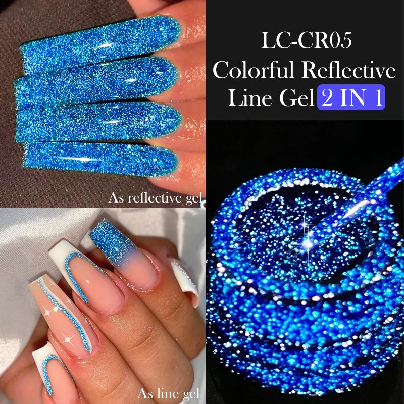 LILYCUTE 5ml Reflective Glitter Liner Gel - Champagne Sparkling Lines for French Nail Art