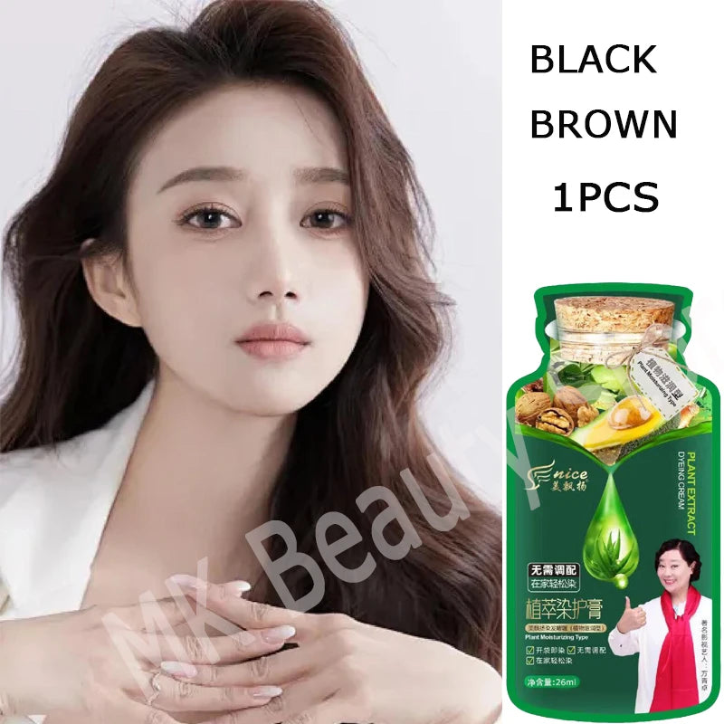 Natural Herbal Hair Dye Shampoo - 5-Minute Color Change, Covers Gray, Non-Irritating