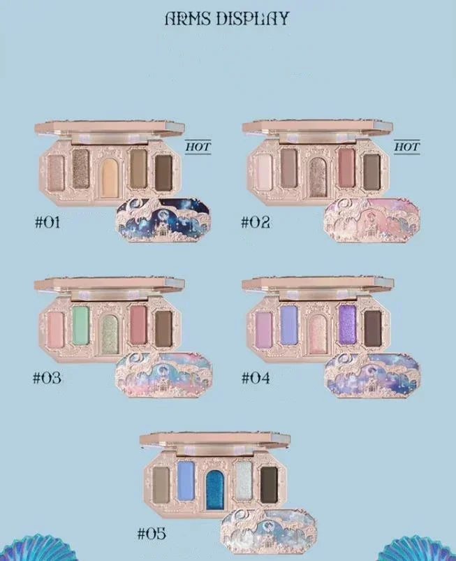 Flower Knows Moonlight Mermaid 8-Color Eyeshadow Palette - Matte, Shimmer & Glitter