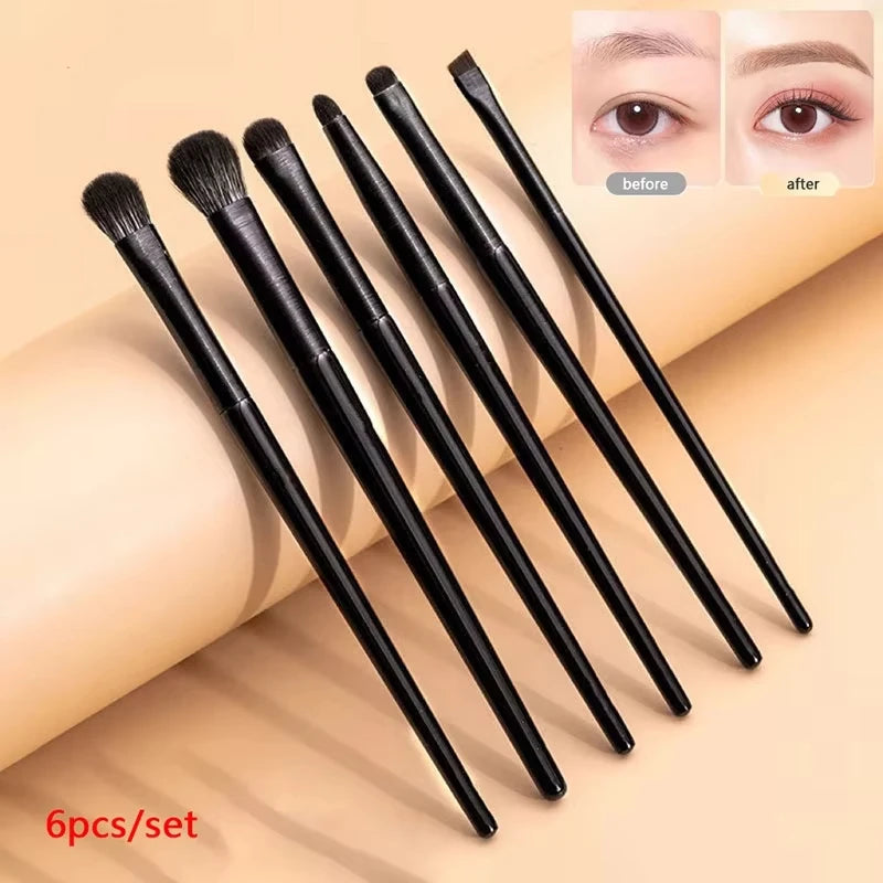 Liplns 6-Piece Professional Eye Makeup Brush Set - Soft Contour & Detail Eyeshadow