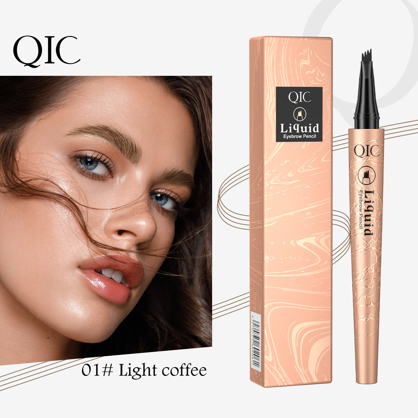 QIHENGYUE 4-Tip Microblade Liquid Eyebrow Pen - Smudge-Proof Waterproof Natural