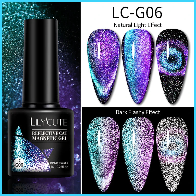 LILYCUTE 9D Cat Eye Magnetic Gel Polish 7ml - Iridescent UV/LED Soak-Off Nail Art