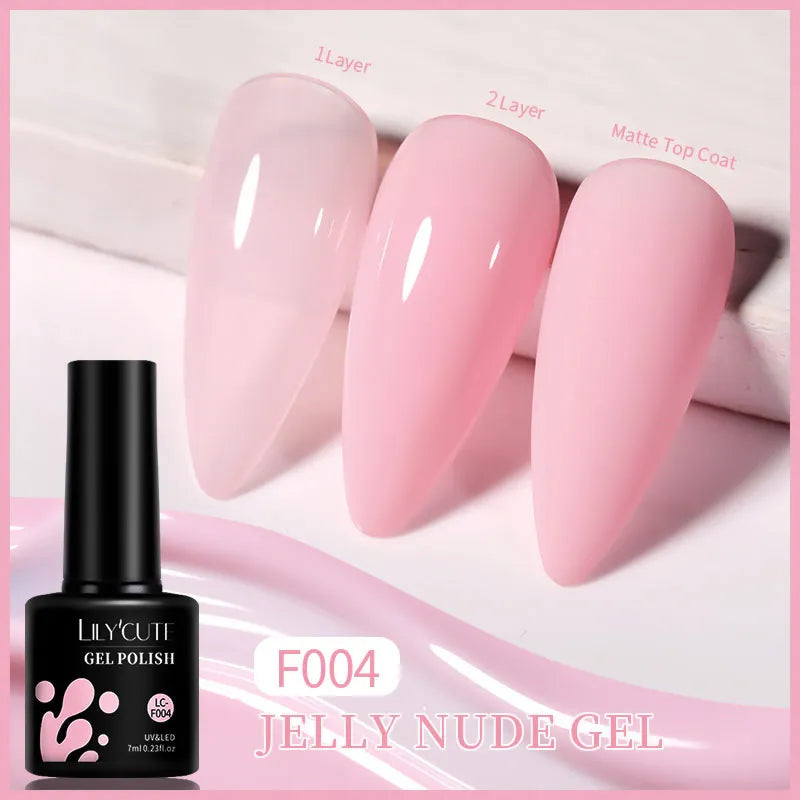 LILYCUTE 7ml Jelly Amber Dark Bloom Leopard Gel Polish - Semi-Permanent UV Nail Art