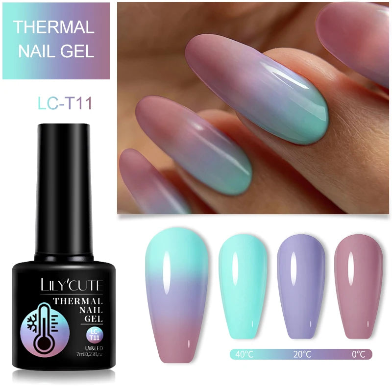 LILYCUTE 7ml Thermal Temperature-Changing Gel Nail Polish - Semi-Permanent UV Gel Art