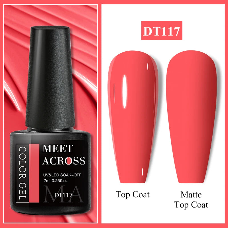 MEET ACROSS 7ml Wine Red Gel Polish - Long-Lasting French Style Nail Art Varnish