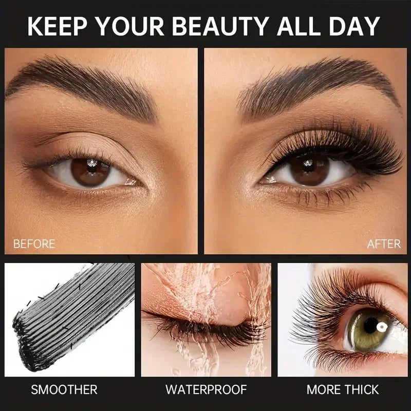 Steel Tube Spiral Brush Mascara - Silk Fiber, Waterproof & Long-Lasting Curl