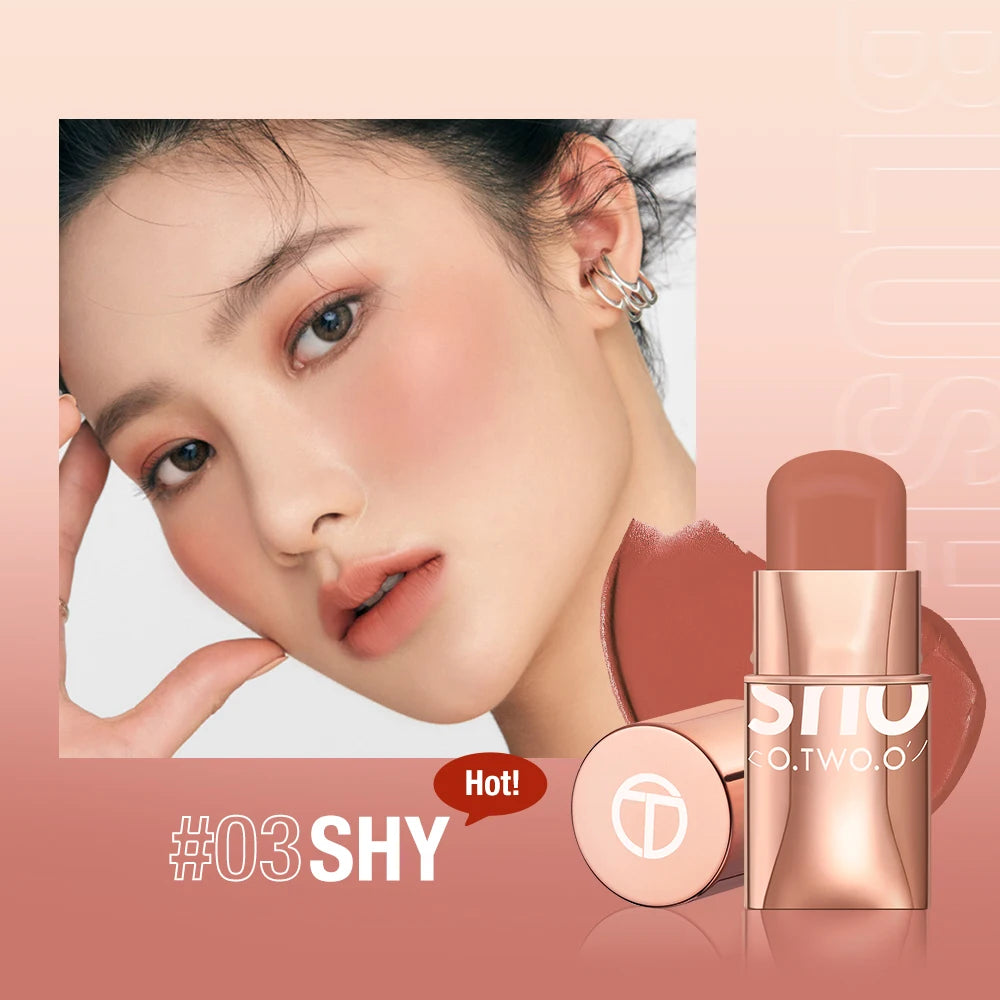 O.TWO.O High-Pigment Blush Stick - Blendable Cream for Lips, Cheeks & Eyes