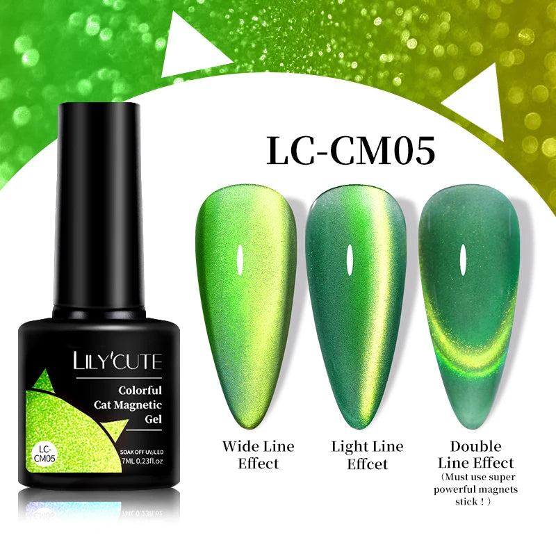 LILYCUTE 9D Cat Eye Magnetic Gel Polish 7ml - Iridescent UV/LED Soak-Off Nail Art
