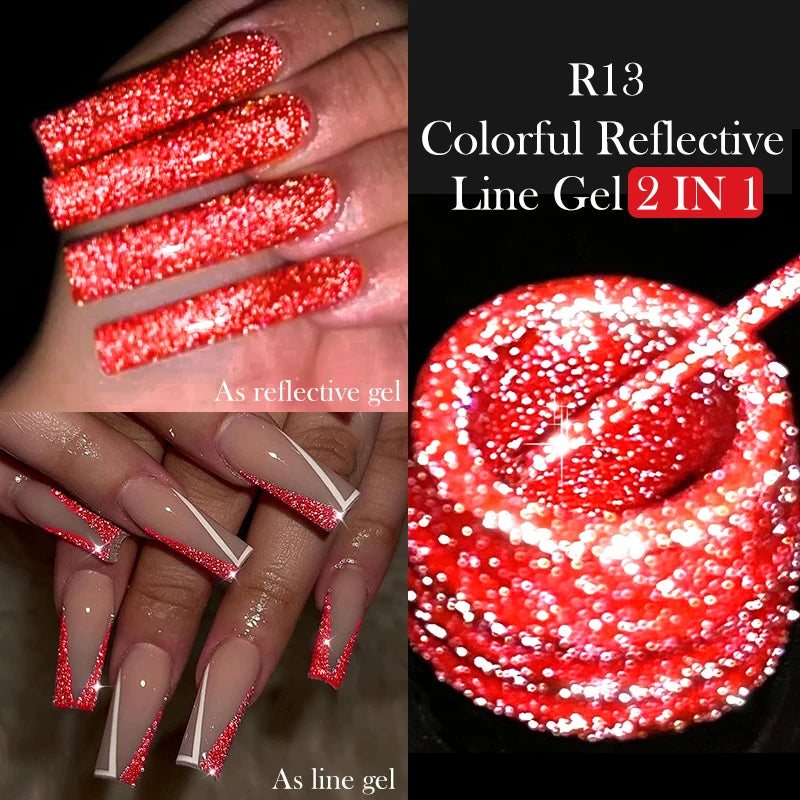 LILYCUTE 5ml Reflective Glitter Liner Gel - Champagne Sparkling Lines for French Nail Art