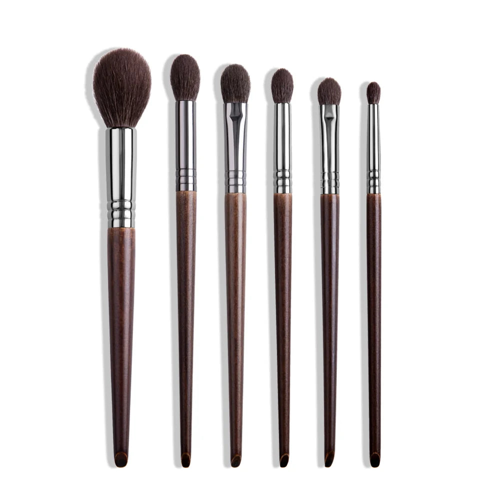 Natural Goat Hair Makeup Brush Set with Case - Professional Natural Bristle Brushes