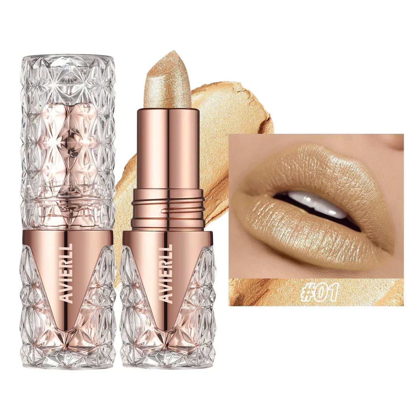 XMSJ Quicksand Gold Fine Glitter Lipstick - Moisturizing Silky Mermaid Shades