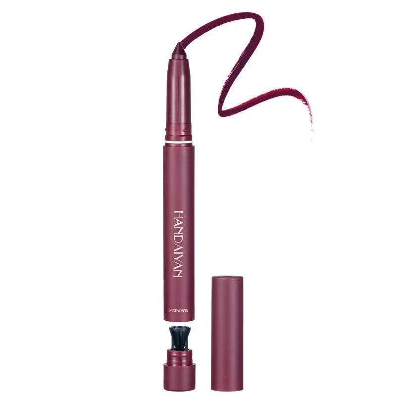 12-Color Pink Velvet Matte Lip Liner Pencil Set - Waterproof Plumping Crayon