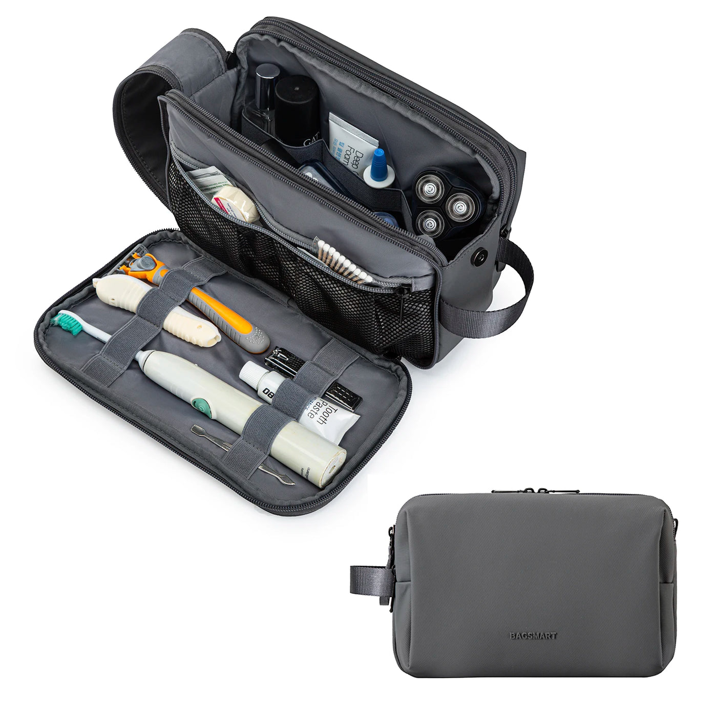 BAGSMART Waterproof Travel Dopp Kit - Lightweight Toiletries & Cosmetic Bag for Men & Women