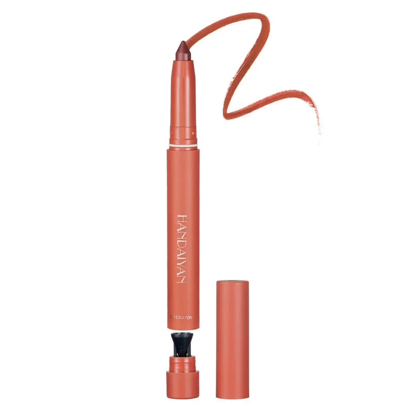 12-Color Pink Velvet Matte Lip Liner Pencil Set - Waterproof Plumping Crayon